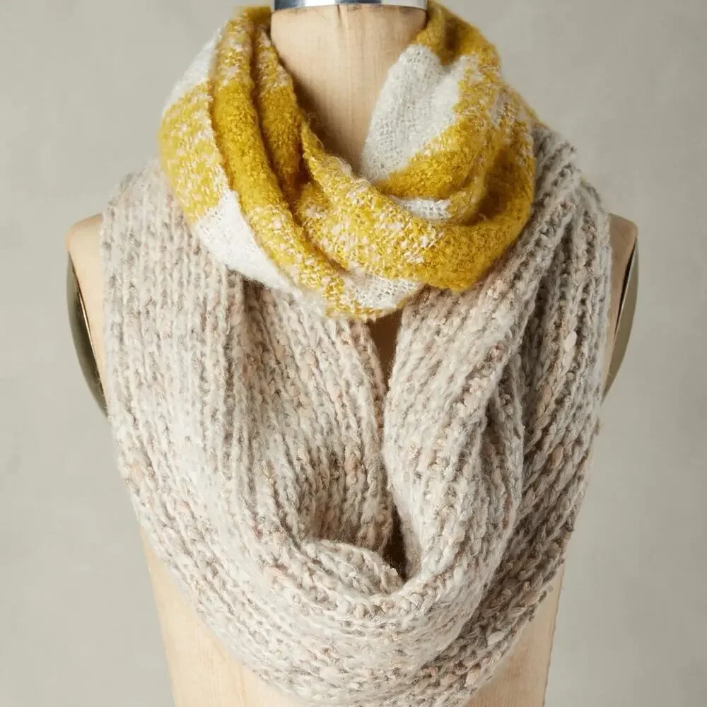 Sleeping On Snow Womens Scarf Multicolor Striped Chunky Knit Winter One Size